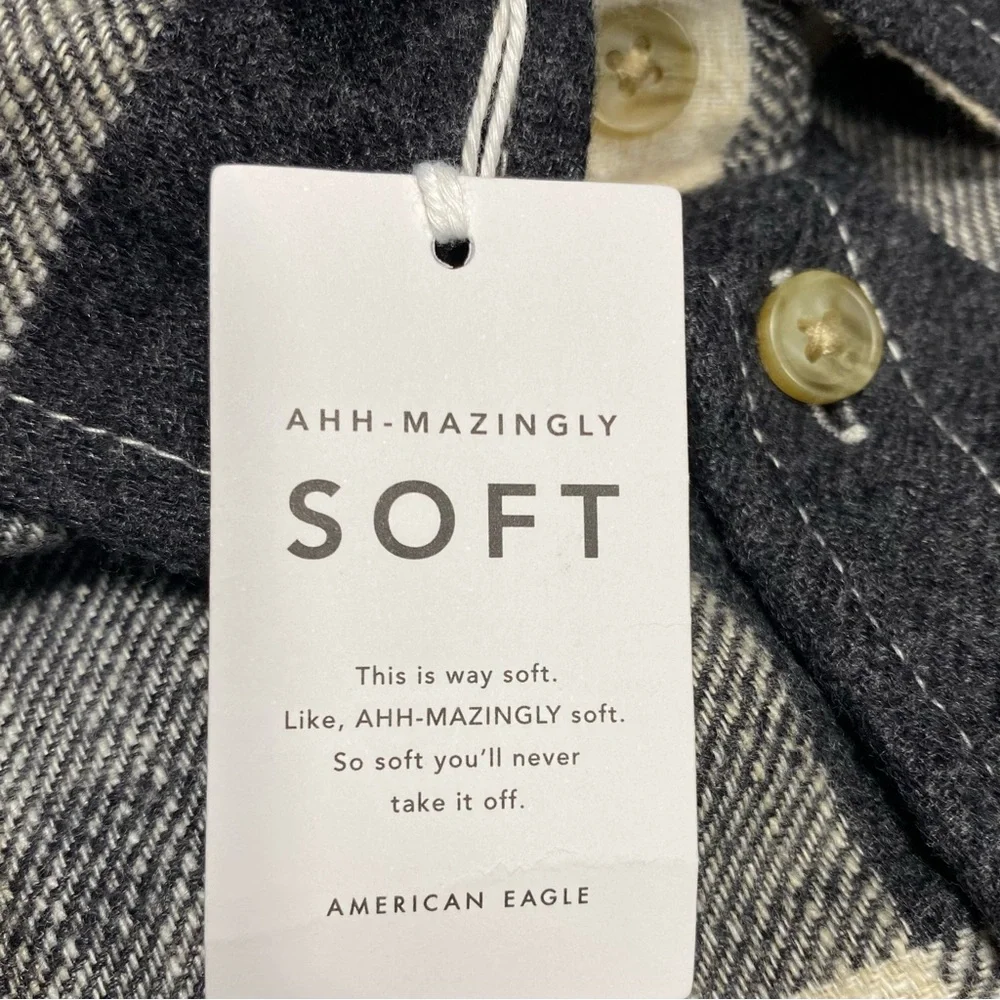 NWT American Eagle Boyfriend Fit Amazingly Soft Flannel Shirt Size S #1358 - Picture 10 of 12